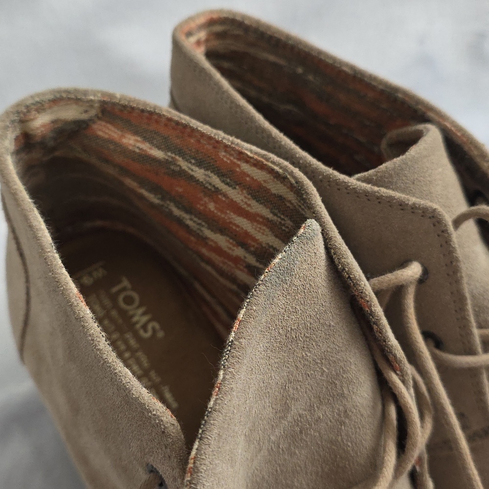 TOMS Desert Wedge Booties Womens Tan Suede Lace Up Ankle Boots Casual Comfort - Picture 10 of 12